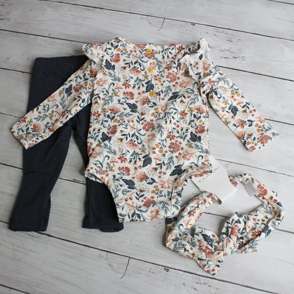 Tahari Baby Girl's Bodysuit Top Faux Fur Vest Pants Headband Set - Picture 5 of 7